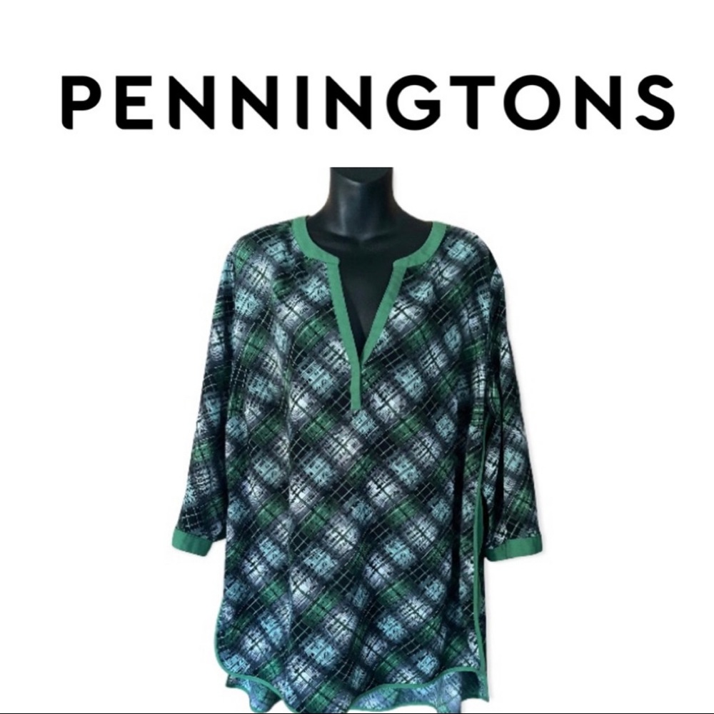 PENNINGTONS GREEN & BLACK TOP SIZE 2X